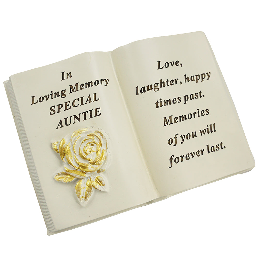 Special Auntie gold rose memorial book