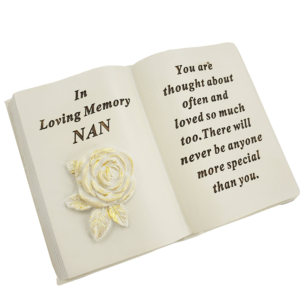 Nan memorial graveside book plaque