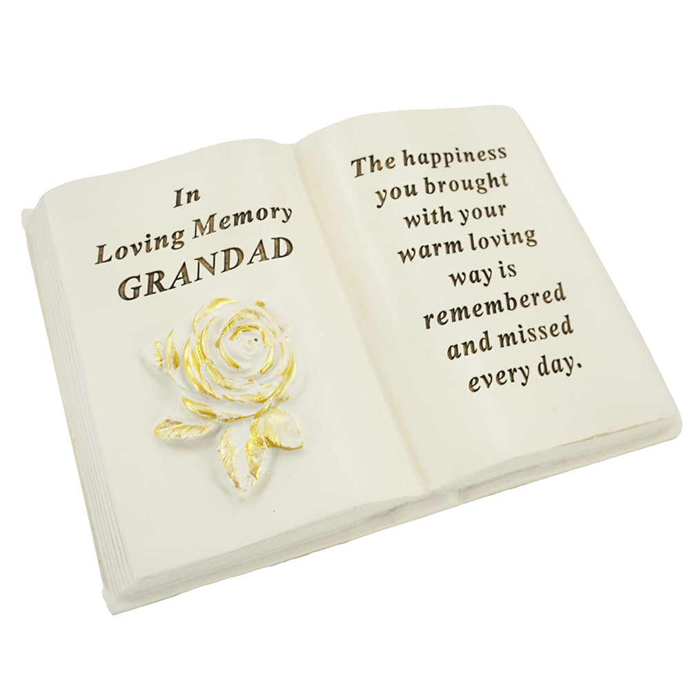Special Grandad Brushed Gold Rose Memorial Graveside Book