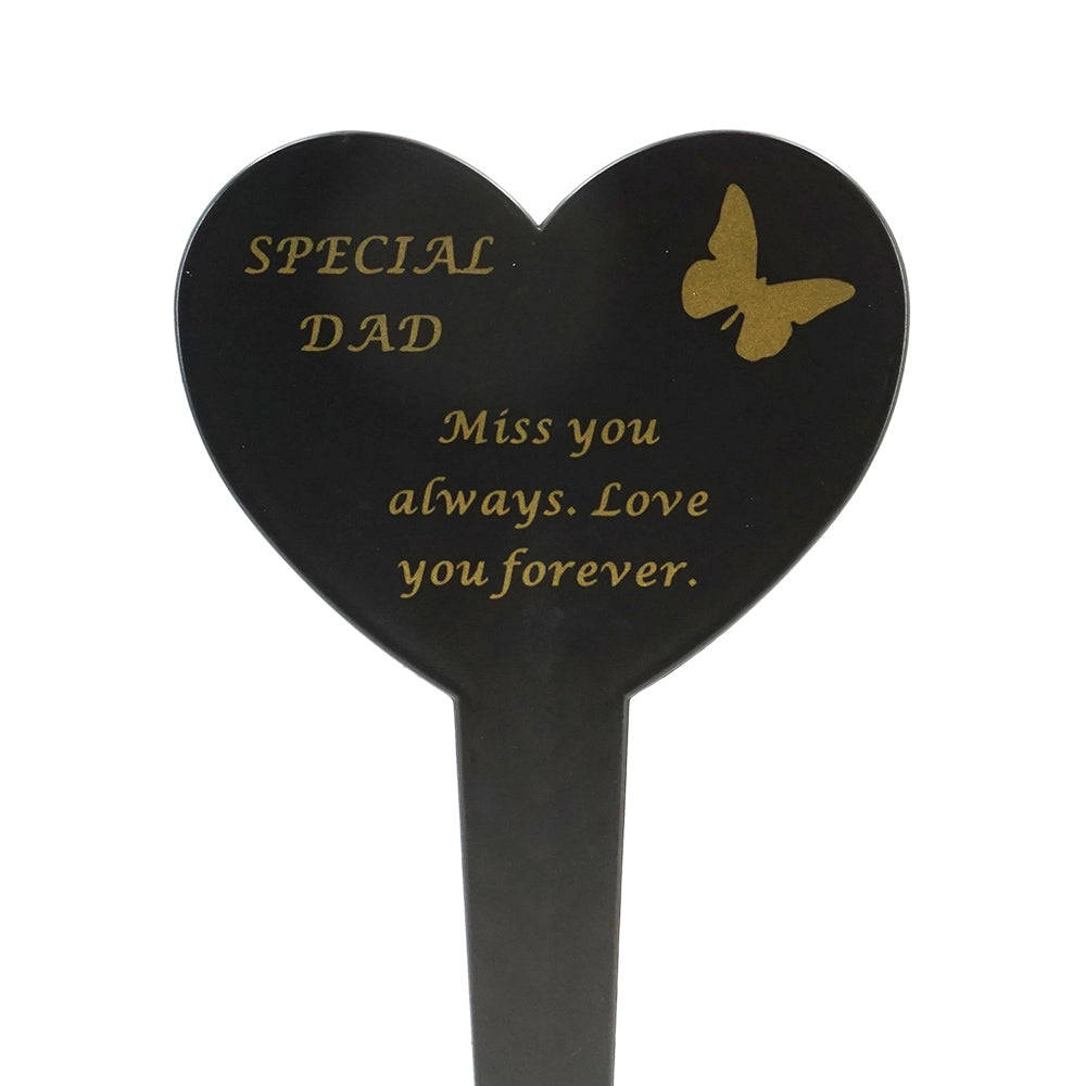 Special Dad black heart gold butterfly memorial ground stake