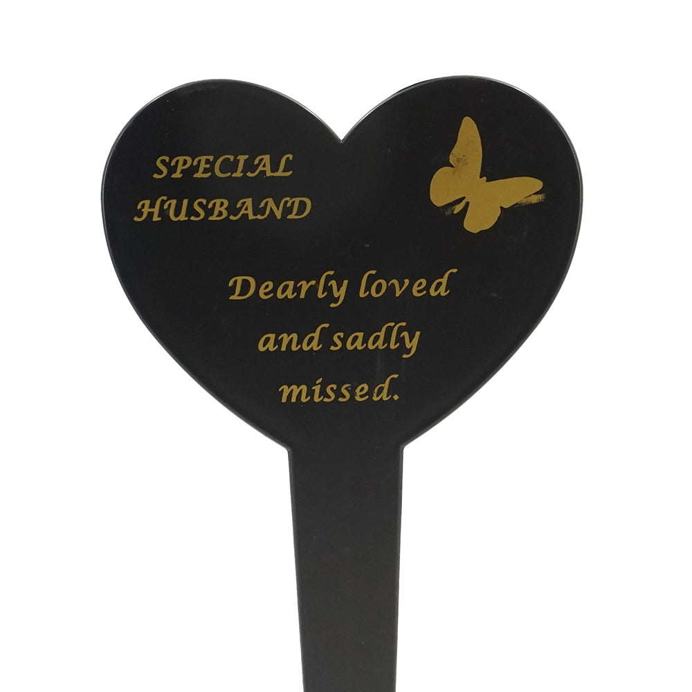 Special Husband black heart memorial ground stake