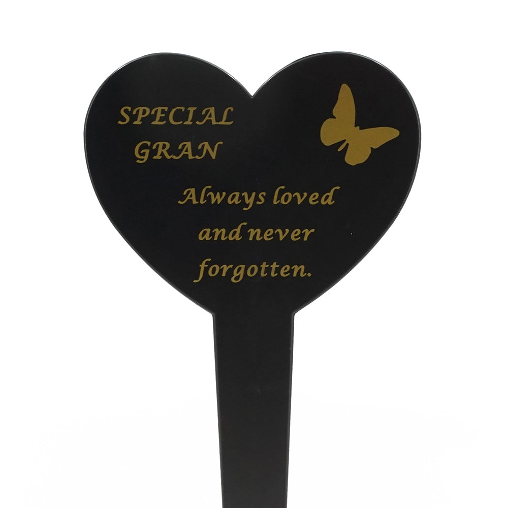 Special Gran black heart memorial ground stake