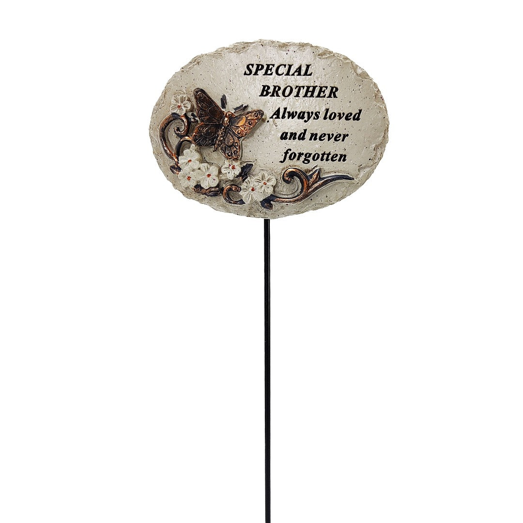 Special Brother gold butterfly memorial tribute stick