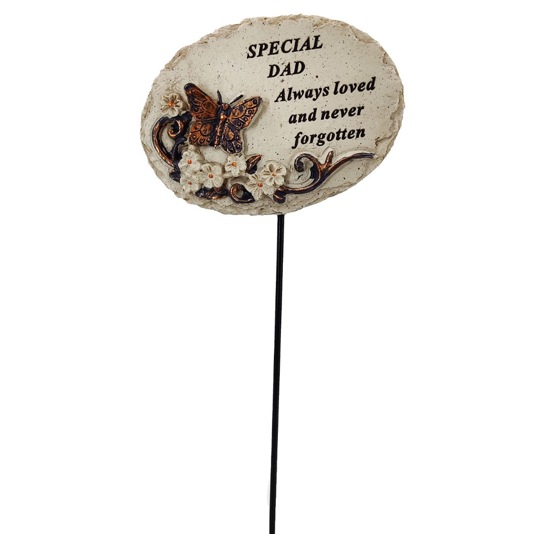 Special Dad gold butterfly oval memorial tribute stick