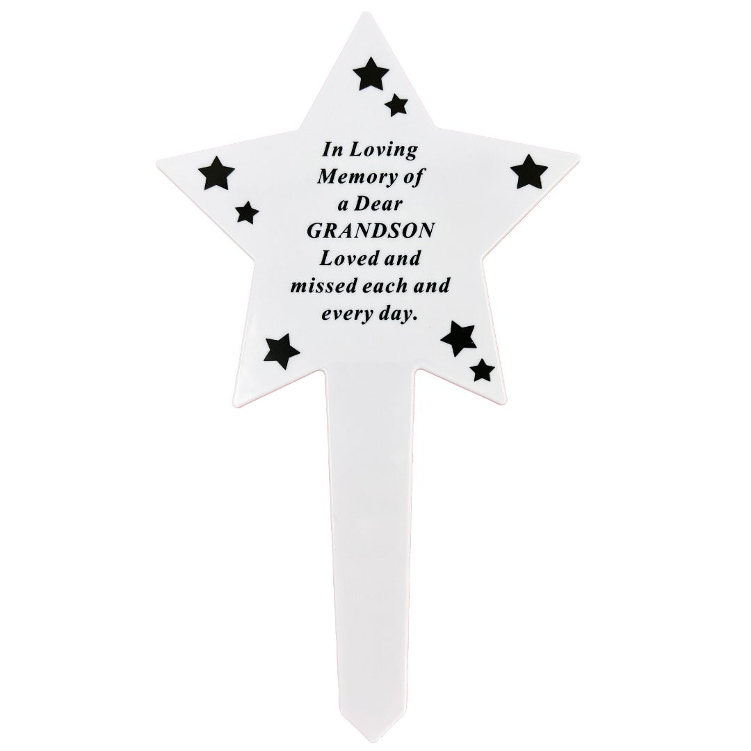 Special Grandson shining star memorial ground stake