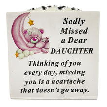 Load image into Gallery viewer, Special Daughter Baby Girl Teddy Bear Moon Memorial Graveside Flower Vase Pot Holder
