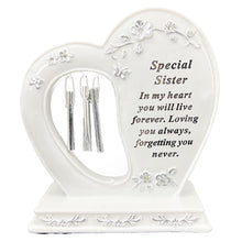 Load image into Gallery viewer, Special Sister Graveside Memorial Wind Chime Heart Grave Plaque Ornament Decoration