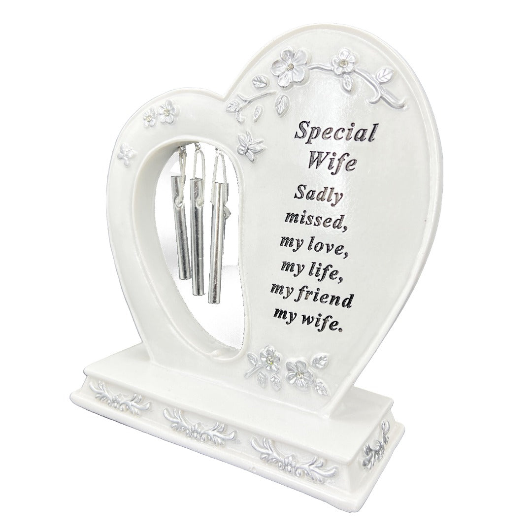 Special Wife Graveside Memorial Wind Chime Heart Grave Plaque Ornament Decoration