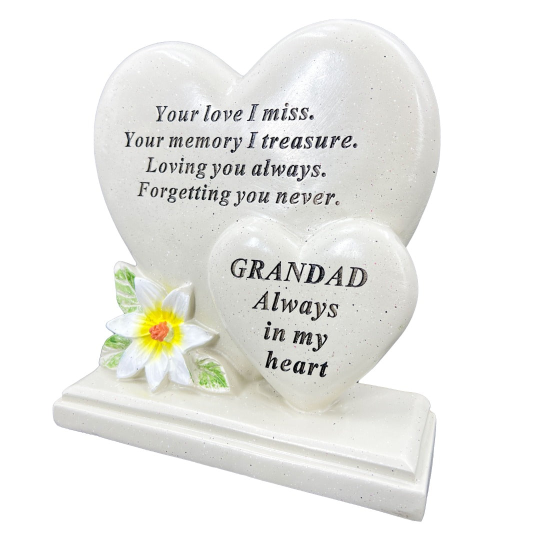 Special Grandad Graveside Memorial Double Heart Grave Plaque Ornament Decoration