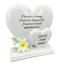 Load image into Gallery viewer, Gone too Soon Someone Special Graveside Memorial Double Heart Grave Plaque Ornament Decoration