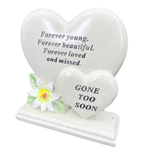 Load image into Gallery viewer, Gone too Soon Someone Special Graveside Memorial Double Heart Grave Plaque Ornament Decoration