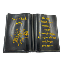 Load image into Gallery viewer, Special Son Gold Lily Flower Graveside Black Book Memorial Ornament Plaque