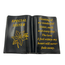 Load image into Gallery viewer, Special Sister Gold Lily Flower Graveside Black Book Memorial Ornament Plaque