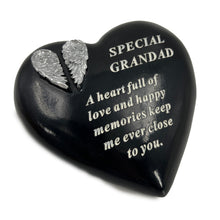 Load image into Gallery viewer, Special Grandad Angel Wings Memorial Black Heart Grave Plaque Graveside Ornament Decoration