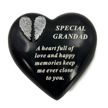 Load image into Gallery viewer, Special Grandad Angel Wings Memorial Black Heart Grave Plaque Graveside Ornament Decoration