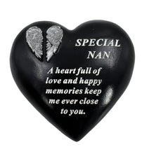 Load image into Gallery viewer, Special Nan Angel Wings Memorial Black Heart Grave Plaque Graveside Ornament Decoration