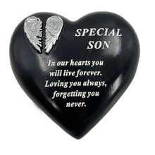 Load image into Gallery viewer, Special Son Angel Wings Memorial Black Heart Grave Plaque Graveside Ornament Decoration