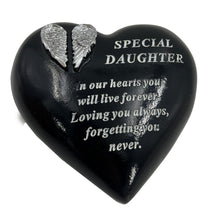 Load image into Gallery viewer, Special Daughter Angel Wings Memorial Black Heart Grave Plaque Graveside Ornament Decoration