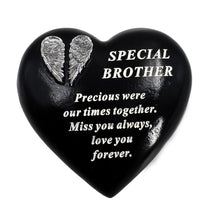 Load image into Gallery viewer, Special Brother Angel Wings Memorial Black Heart Grave Plaque Graveside Ornament Decoration