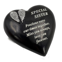 Load image into Gallery viewer, Special Sister Angel Wings Memorial Black Heart Grave Plaque Graveside Ornament Decoration
