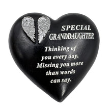 Load image into Gallery viewer, Special Granddaughter Angel Wings Memorial Black Heart Grave Plaque Graveside Ornament Decoration