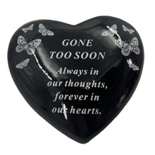 Load image into Gallery viewer, Gone too Soon Someone Special Butterfly Black Heart Graveside Grave Memorial Ornament Verse Plaque