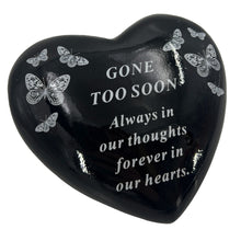 Load image into Gallery viewer, Gone too Soon Someone Special Butterfly Black Heart Graveside Grave Memorial Ornament Verse Plaque