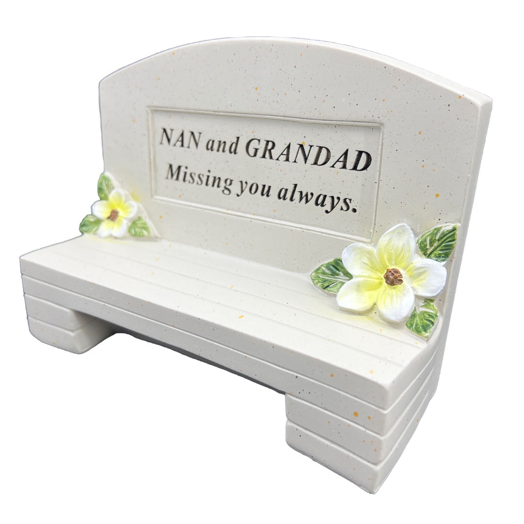 Special Nan and Grandad Graveside Memorial Bench Grave Plaque Ornament Decoration Missing you always