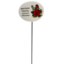Load image into Gallery viewer, Brother Christmas Xmas Robin Poinsettia Flower Memorial Tribute Stick Graveside Plaque