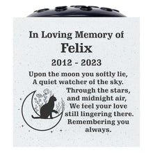 Load image into Gallery viewer, Personalised Custom Pet Cat Moon and Stars Feline Memorial Grave Side Flower Vase Pot