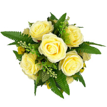 Load image into Gallery viewer, Clara Yellow Lemon Rose Artificial Flower Graveside Cemetery Memorial Arrangement Pot