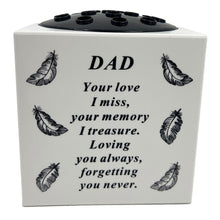 Load image into Gallery viewer, Special Dad Angel Feather Memorial Graveside Flower Vase Container White