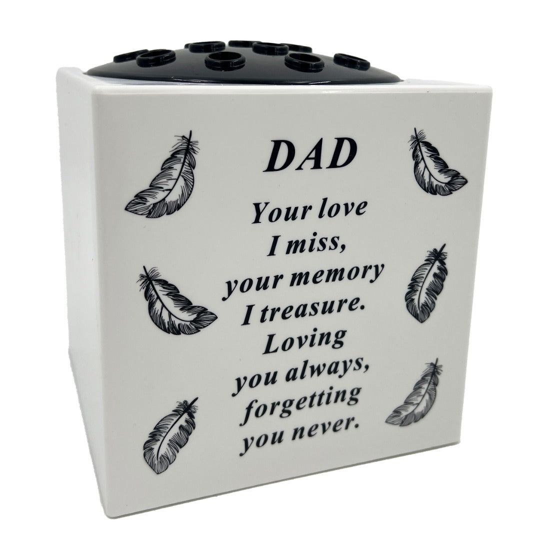 Special Dad Angel Feather Memorial Graveside Flower Vase Container White