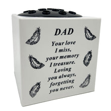 Load image into Gallery viewer, Special Dad Angel Feather Memorial Graveside Flower Vase Container White