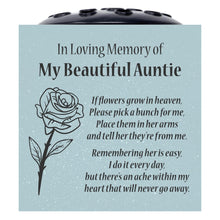 Load image into Gallery viewer, Grey Beautiful Auntie Rose If Flowers Grow In Heaven Memorial Grave Side Flower Vase Pot