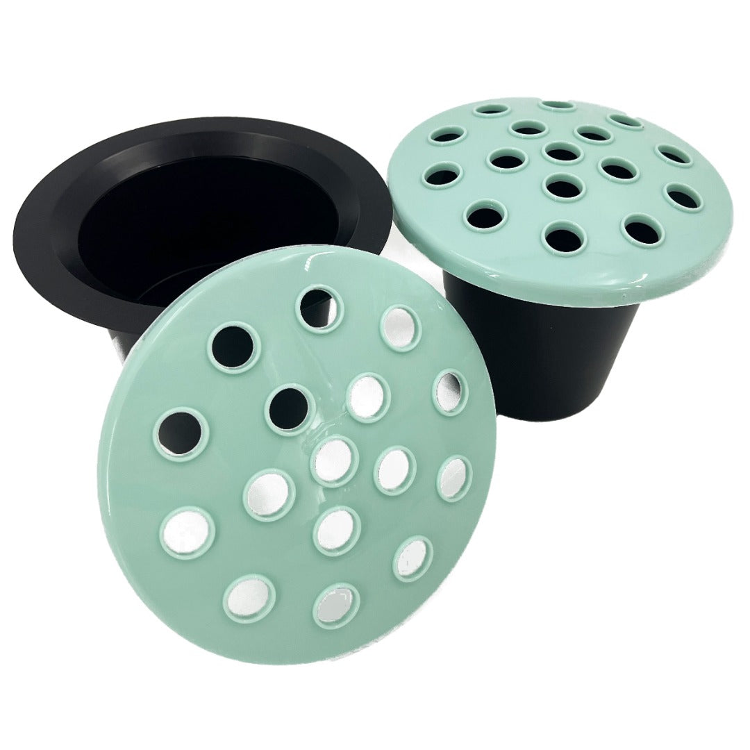 Set of 2 Memorial Grave Vases and Artificial Flowers Plastic Pot Insert Liner Floral Holders For Cemetery Headstone Mint