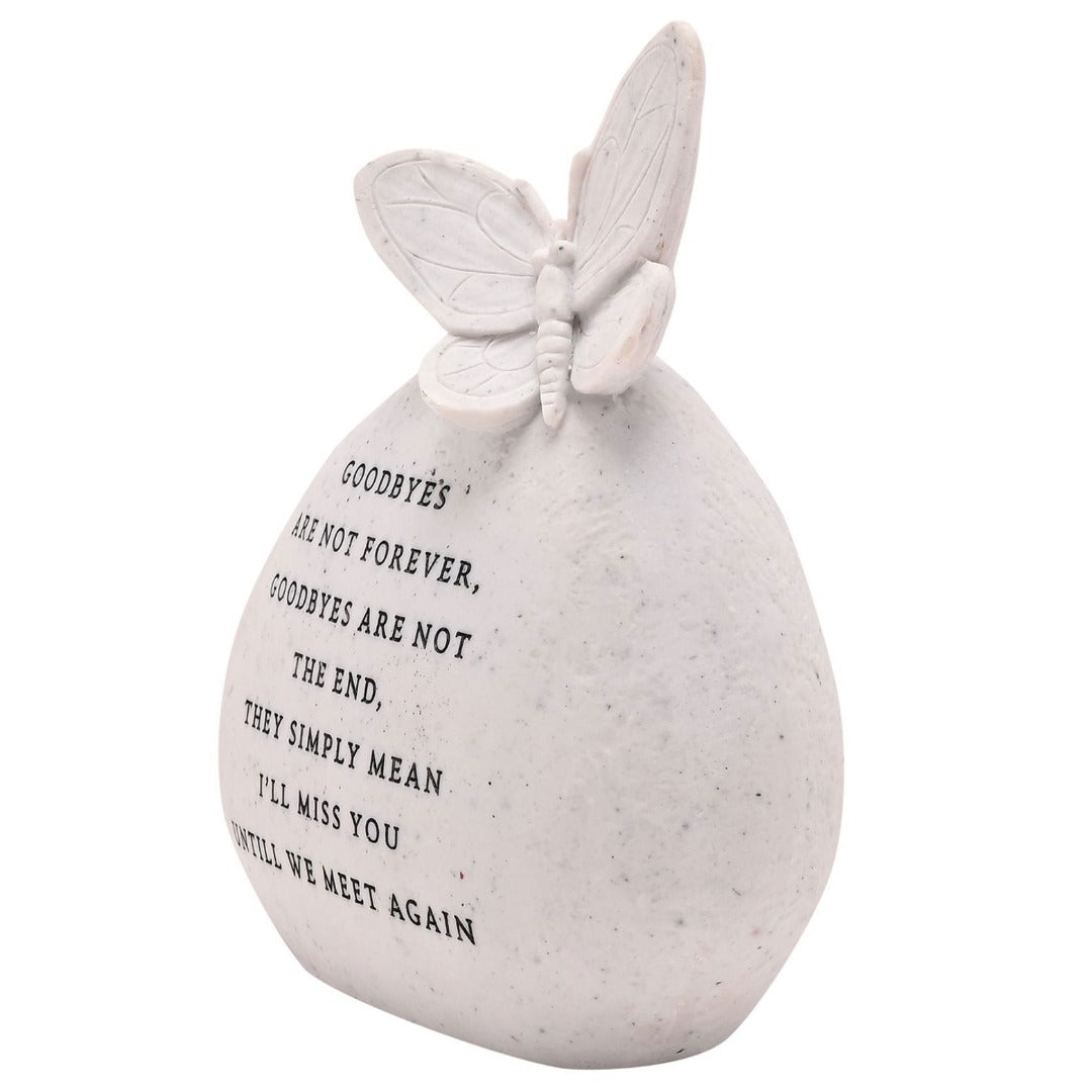 Memorial Butterfly Resin Stone Pebble Graveside Grave Ornament Goodbyes Are Not Forever