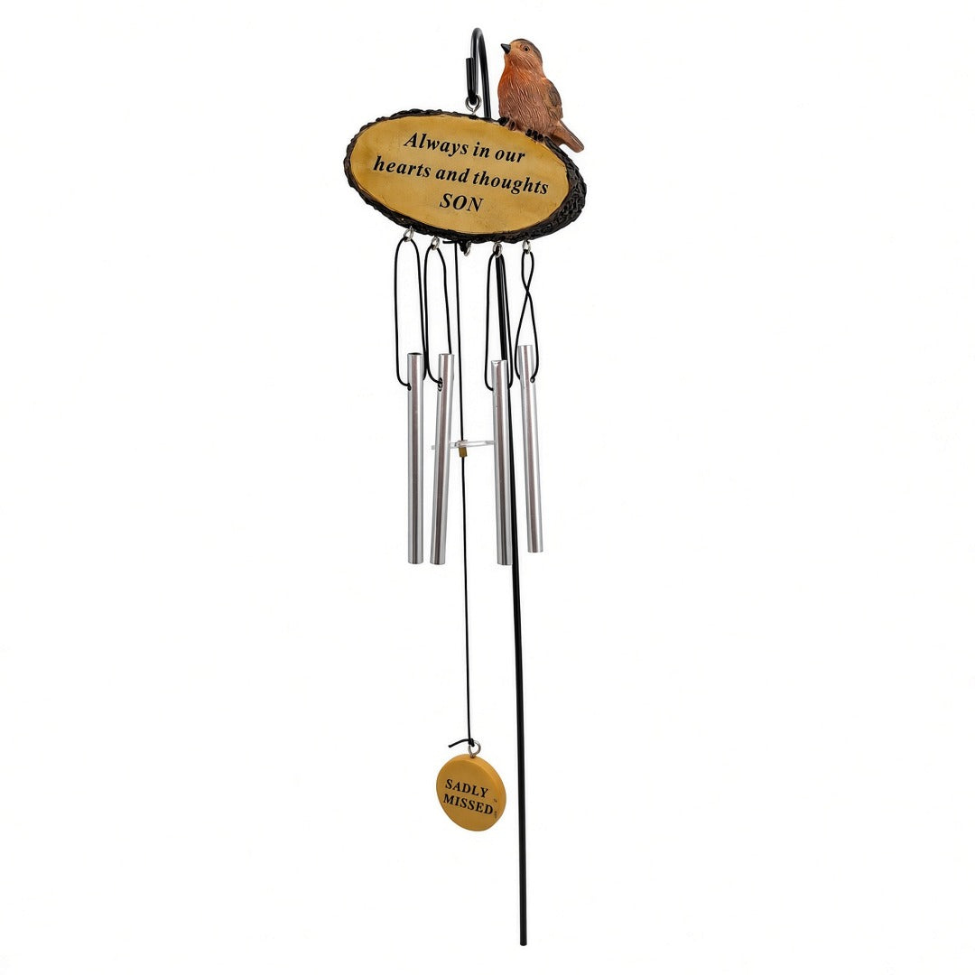 Son Sadly Missed Robin Bird Graveside Memorial Wind Chime