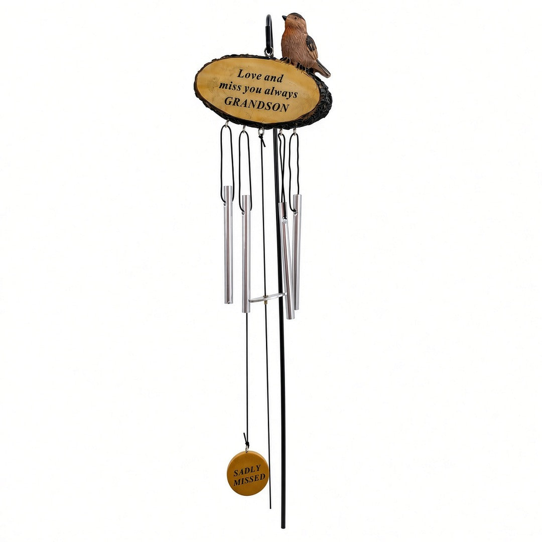 Grandson Sadly Missed Robin Bird Graveside Memorial Wind Chime