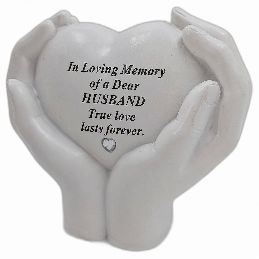 Husband Memorial Hands Holding Heart Grave Ornament