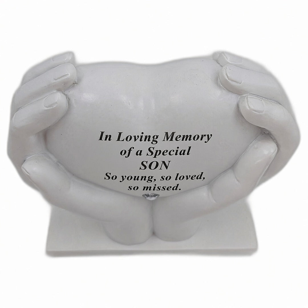 Son Memorial Hands Holding Heart Grave Ornament