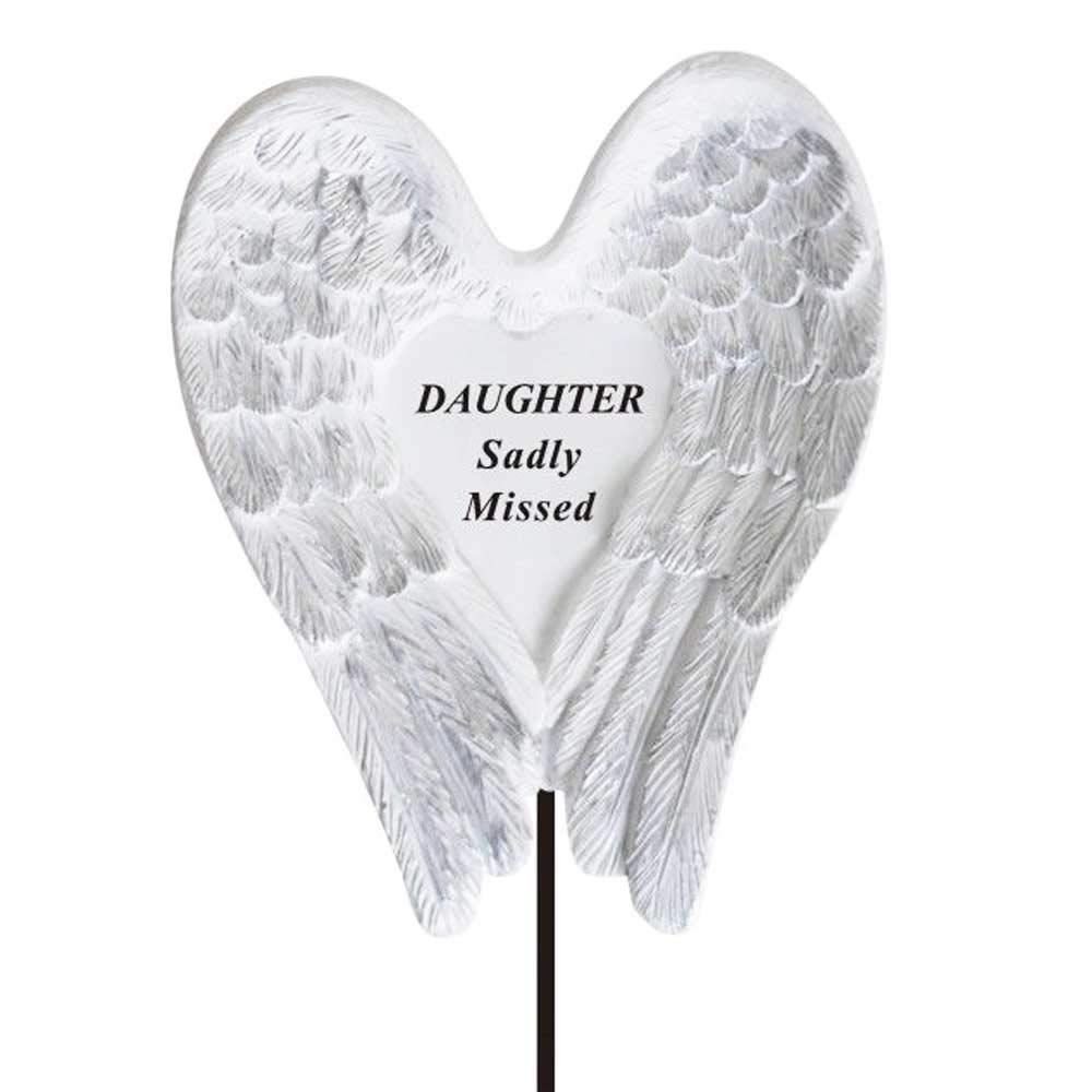 Daughter Sadly Missed angel wings memorial tribute stick
