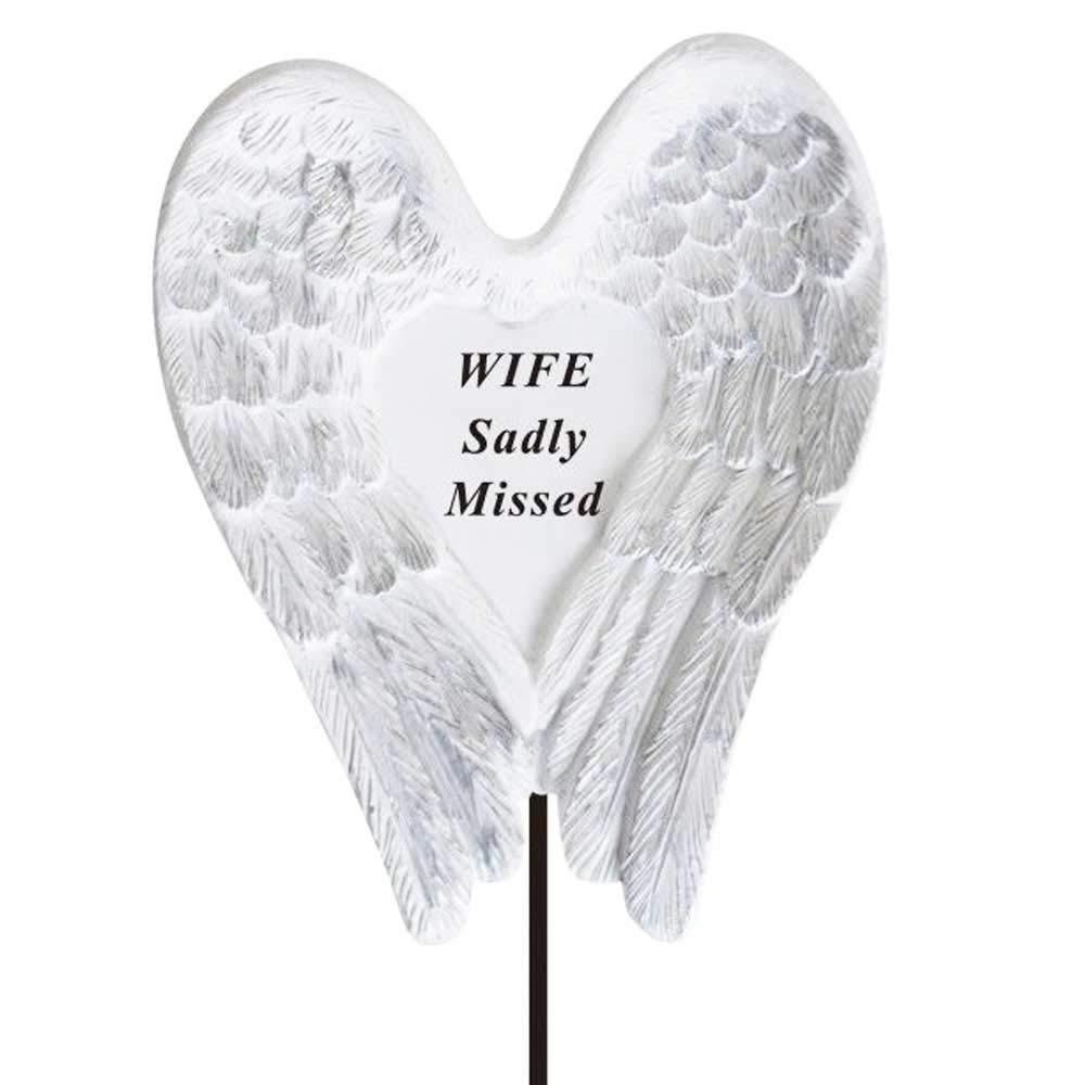 Wife Sadly Missed Angel Wings Memorial Tribute Stick