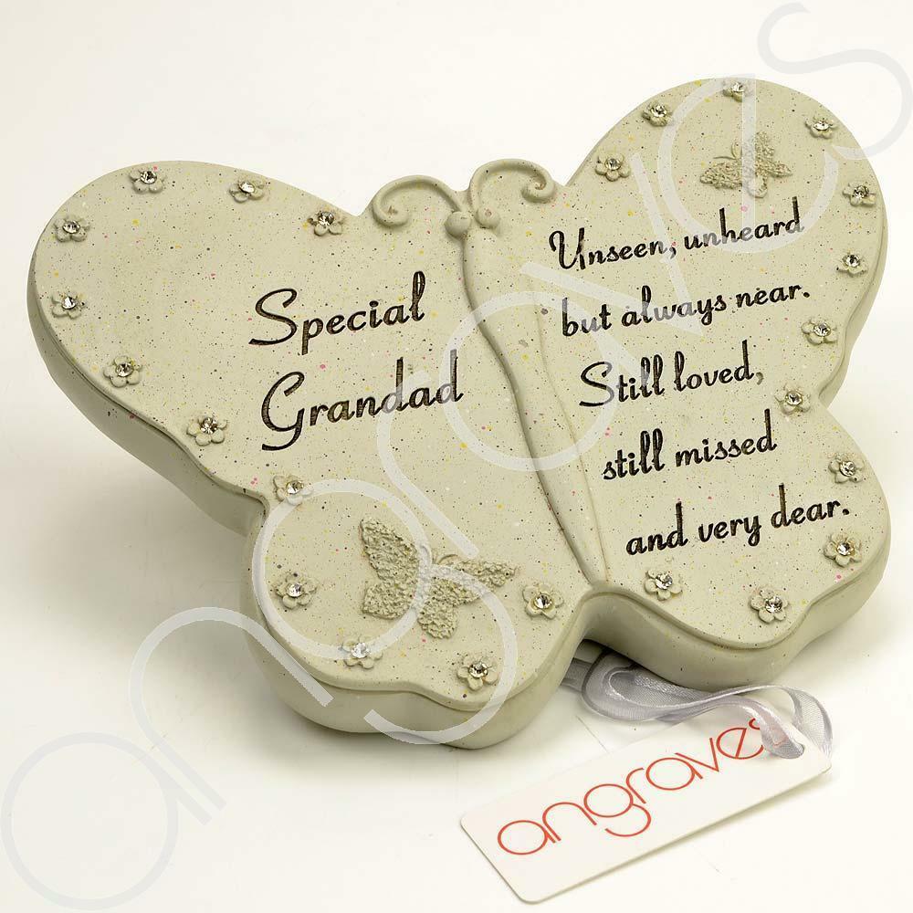 Special Grandad diamante butterfly memorial plaque