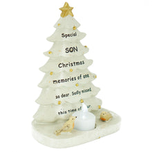 Load image into Gallery viewer, Special Son Christmas Tree & Robin Memorial Tealight Candle Ornament