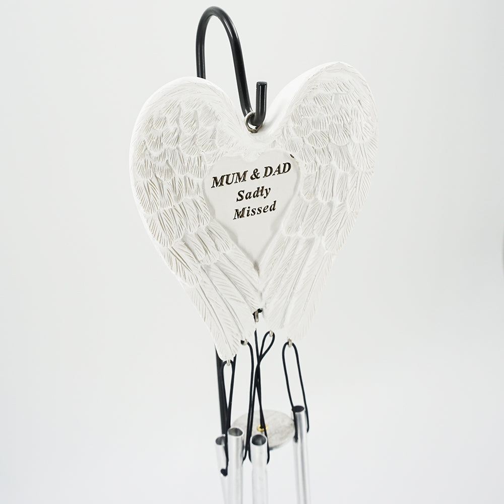 Mum & Dad Sadly Missed Guardian Angel Wings Wind Chime
