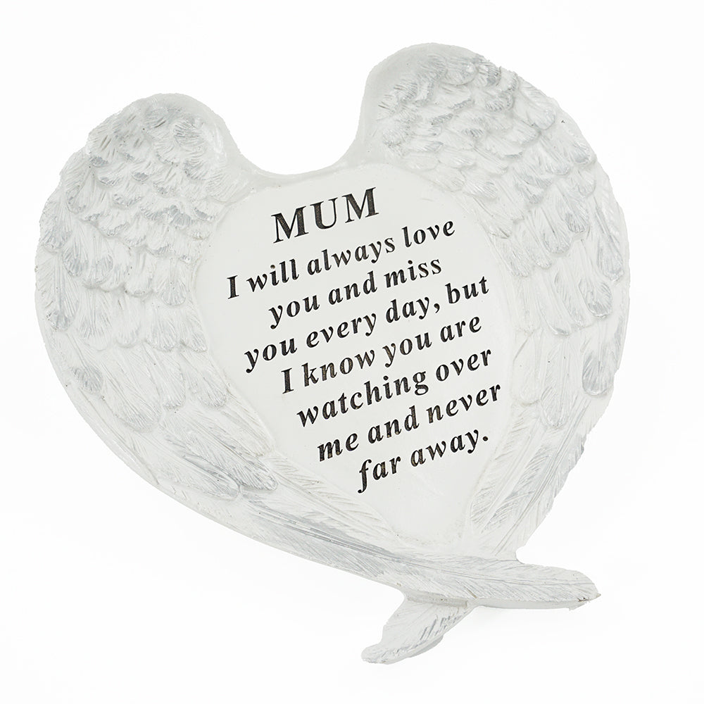 Mum Guardian Angel Heart Wings Graveside Memorial Plaque