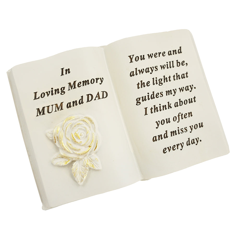 Mum and Dad brushed gold rose memorial book