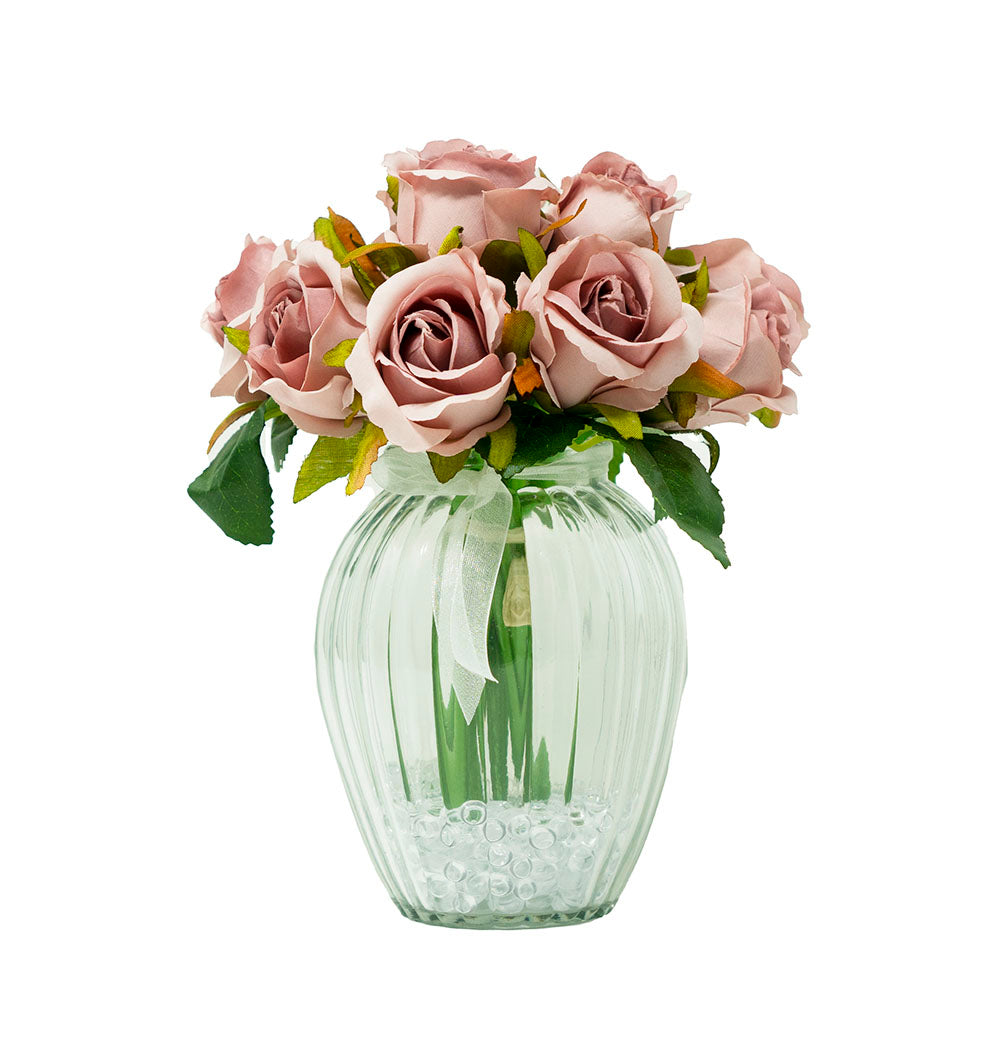 Blush Pink Bud Rose Artificial Flower Arrangement