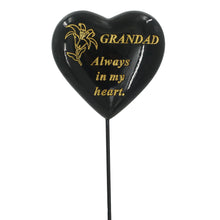 Load image into Gallery viewer, Special Grandad Black & Gold Lily Heart Remembrance Stick